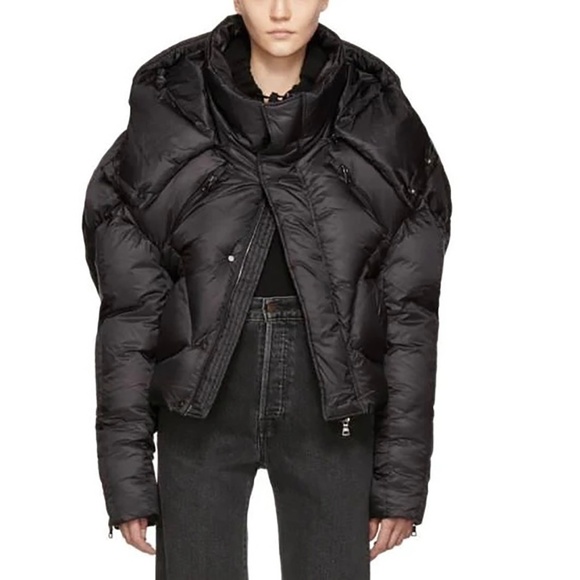 Chen Peng Jackets & Blazers - CHEN PENG Black Short Oversized Quilted Puffer Jacket